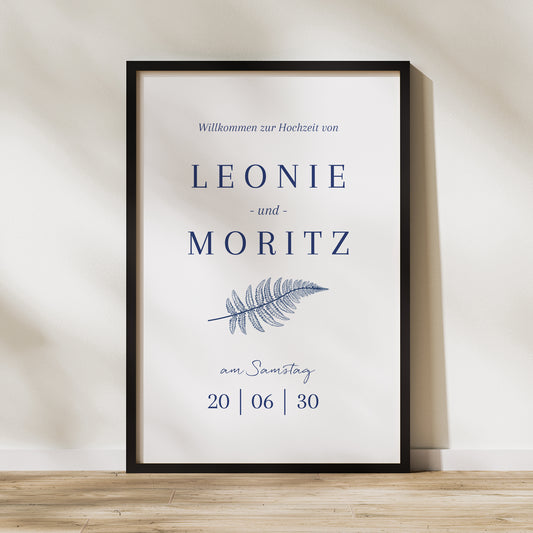 Begrüßungstafel Hochzeit Porträt 60 x 90 cm Cyanotypie II foto