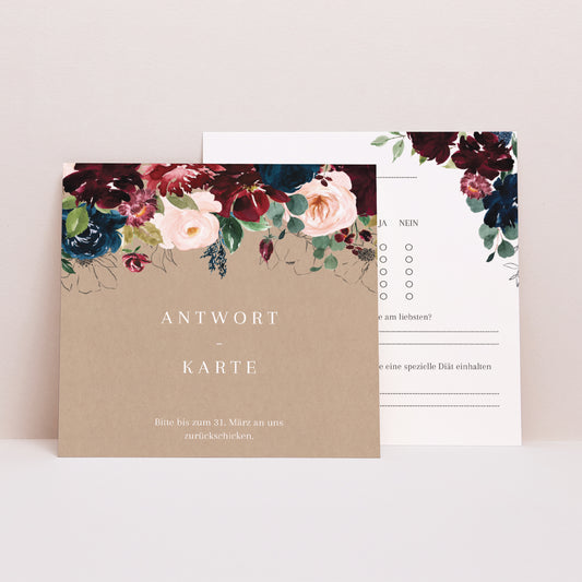 Antwortkarte Hochzeit Quadrat foto