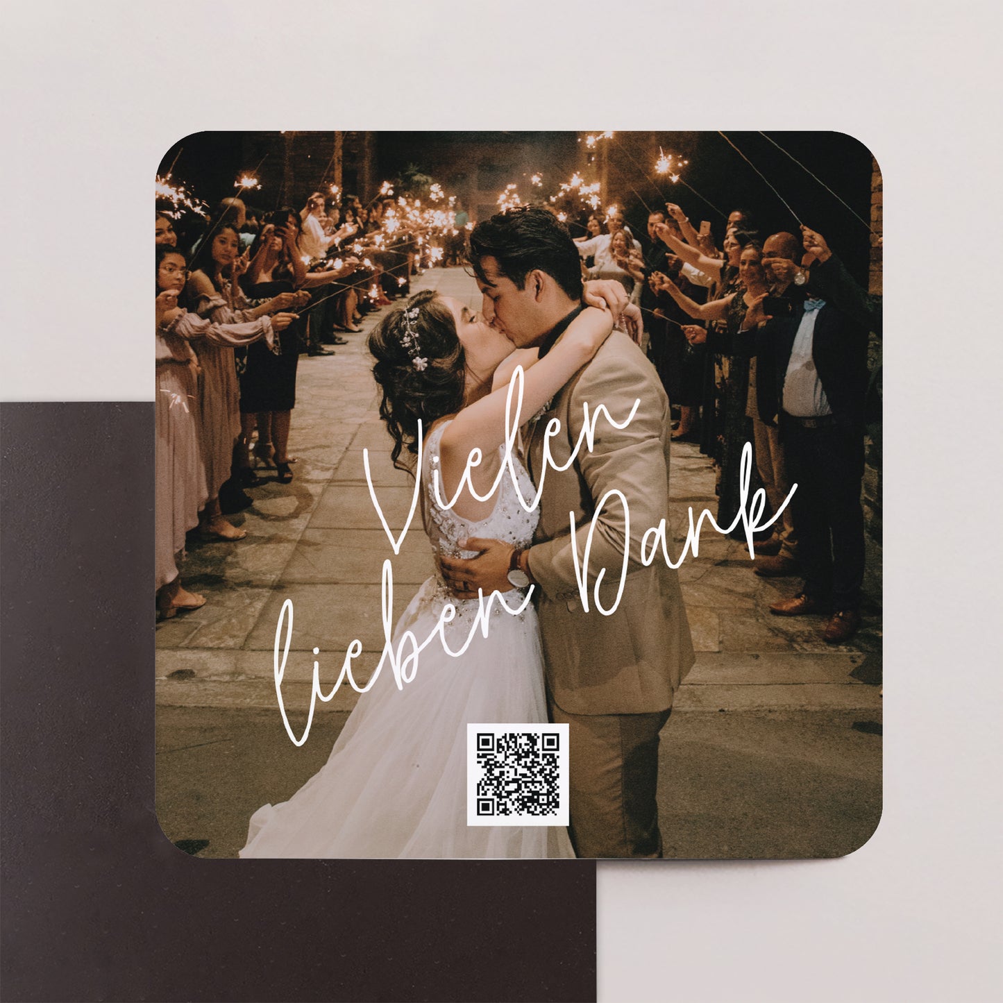 Dankeskarte Hochzeit Set von 8, magnetisch, quadratisch mit abgerundeten Ecken Für Immer foto N° 1