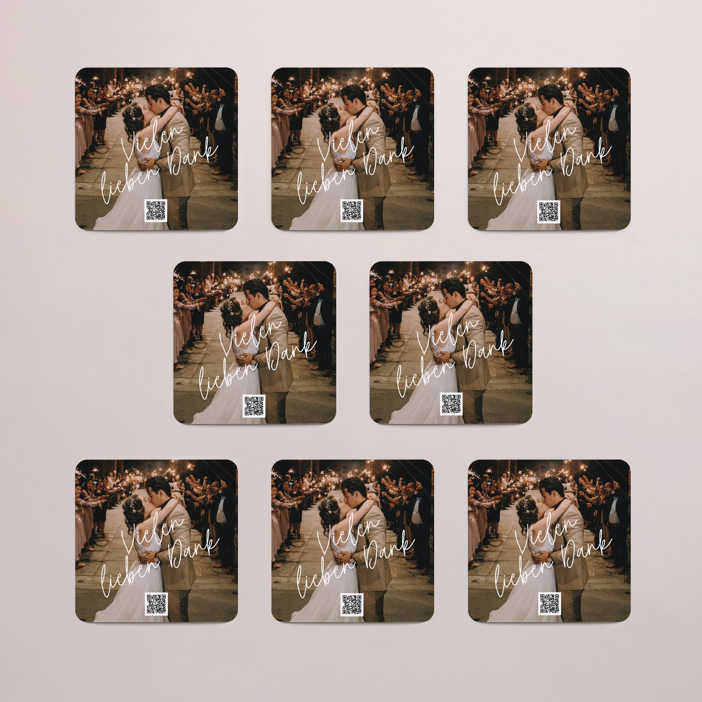 Dankeskarte Hochzeit Set von 8, magnetisch, quadratisch mit abgerundeten Ecken Für Immer foto N° 3