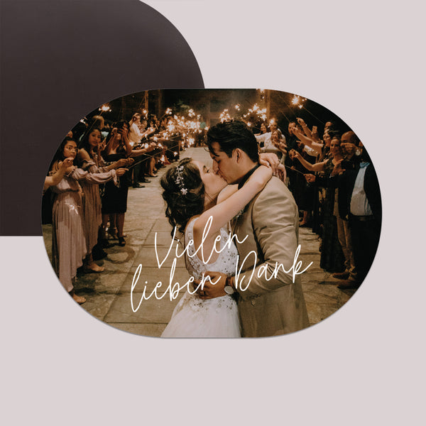 Dankeskarte Hochzeit ovale Landschaft Für Immer foto