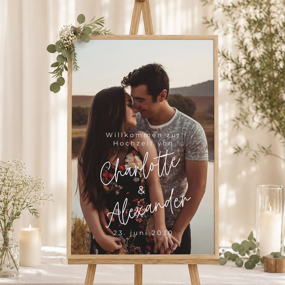 Begrüßungstafel Hochzeit Porträt 60 x 90 cm für immer foto N° 1