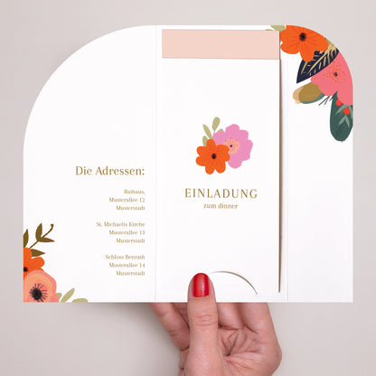 Hochzeitseinladung Tasche, 2 Karten, runden Etikett Reigen von Blumen foto N° 2