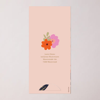 Hochzeitseinladung Tasche, 2 Karten, runden Etikett Reigen von Blumen foto N° 4