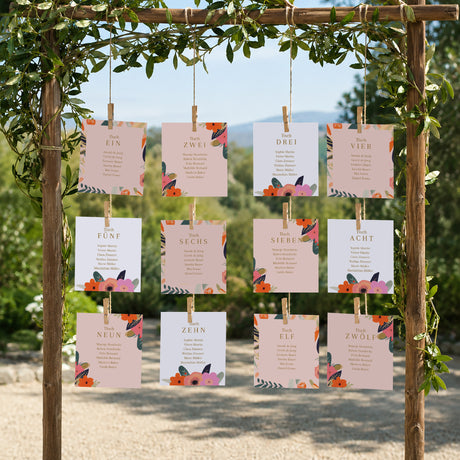 Sitzplan Hochzeit Pack von 12 Reigen von Blumen