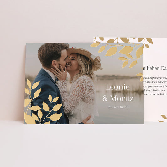 Dankeskarte Hochzeit Landschaft goldenes Laub foto