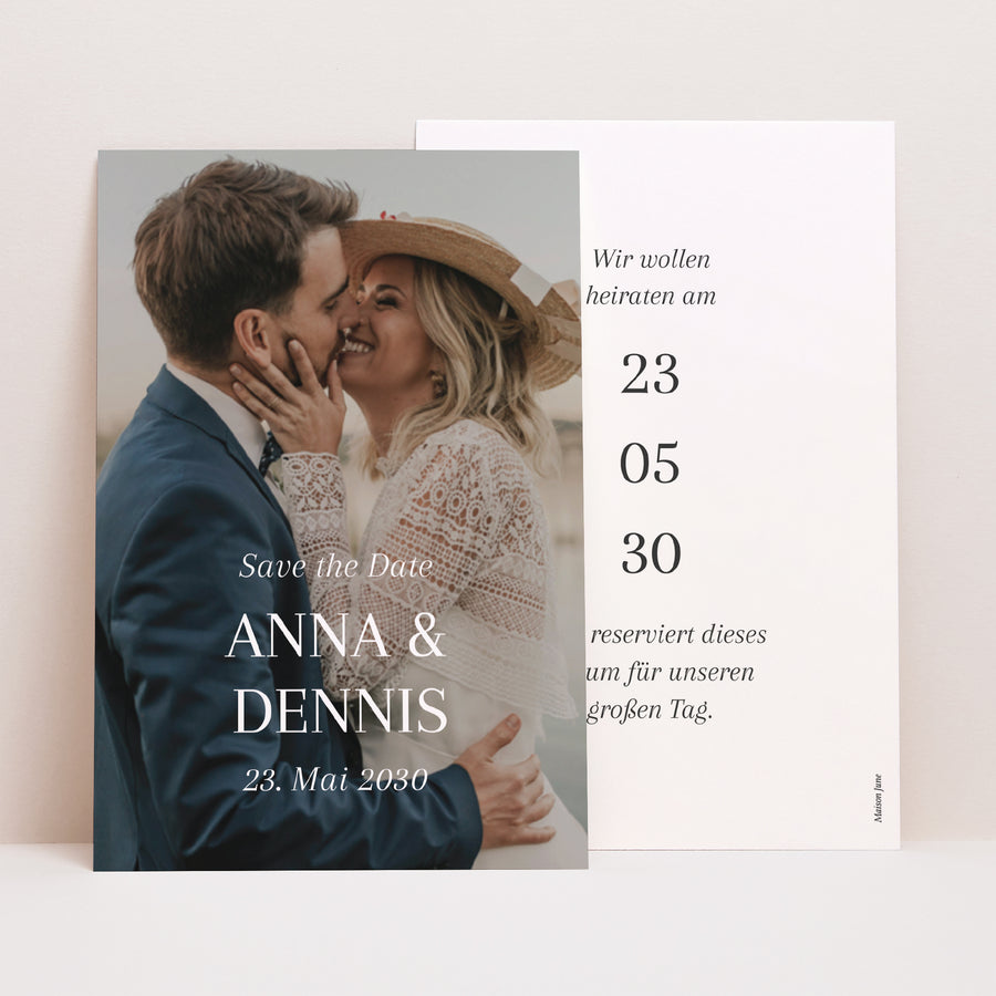 Save the date Karte Hochzeit PortraitPorträt Ja zum Leben foto