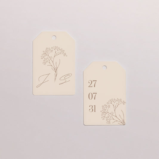 Vorgelochtes Etikett Hochzeit Fähnchen Brin bohème foto