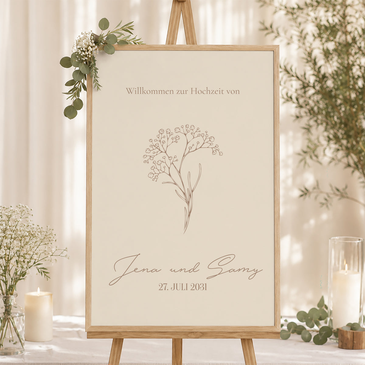 Begrüßungstafel Hochzeit Porträt 60 x 90 cm Brin bohème foto N° 1