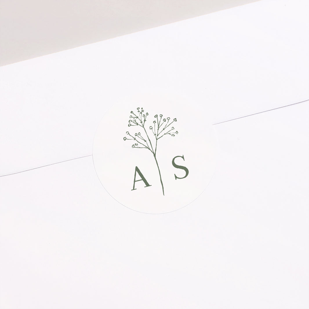 Sticker Hochzeit Rund Gypsophila silouhette foto N° 1