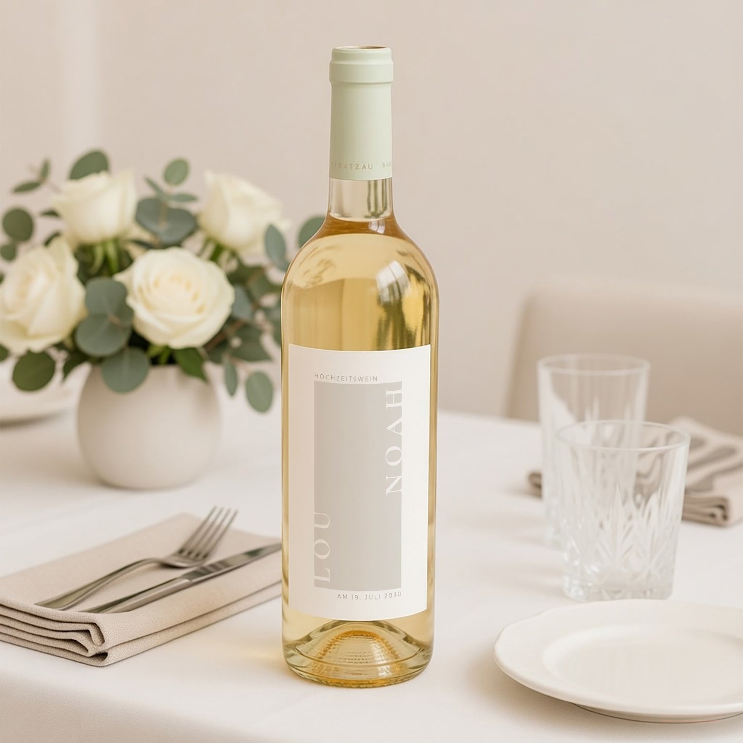 Flaschenetikett Hochzeit Porträt Typo und Beige foto N° 2