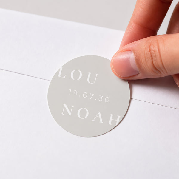 Sticker Hochzeit Rund Typo und Beige foto