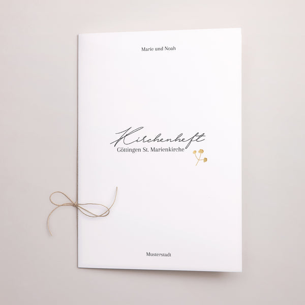 Kirchenheft Hochzeit Doppelflügel Goldene Krone Gypsophila foto