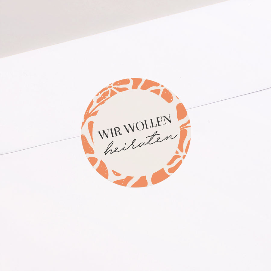 Sticker Hochzeit Rund Komposition im Stil von Matisse foto