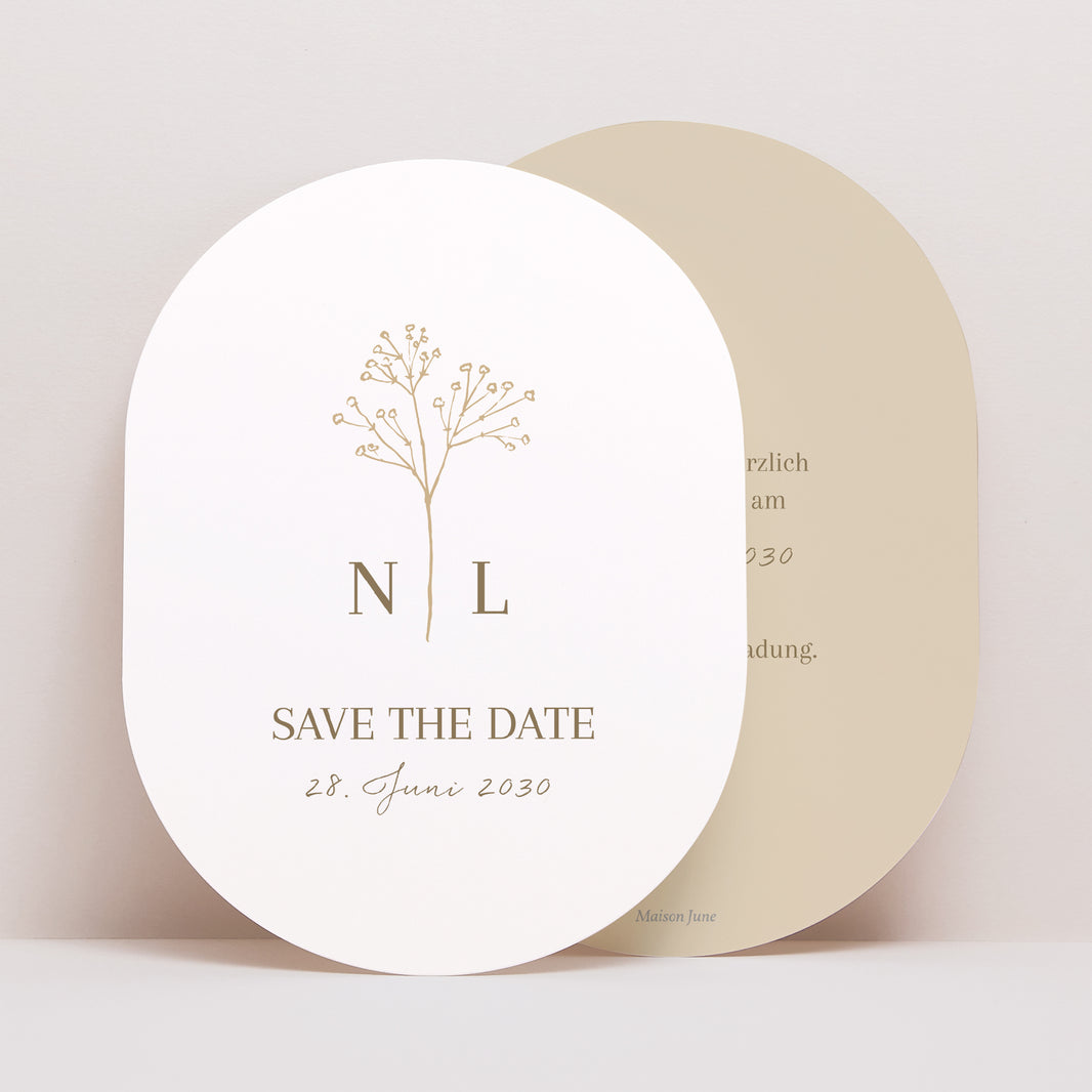 Save the date Karte Hochzeit oval foto N° 1