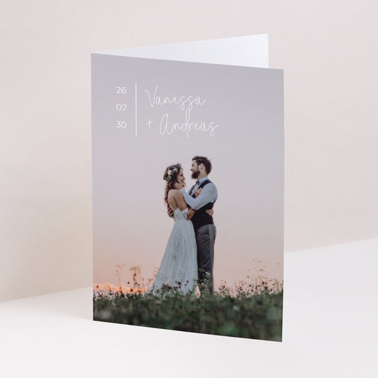 Dankeskarte Hochzeit Doppelflügelporträt foto