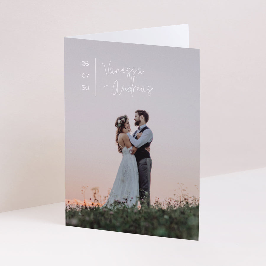 Dankeskarte Hochzeit Doppelflügelporträt foto