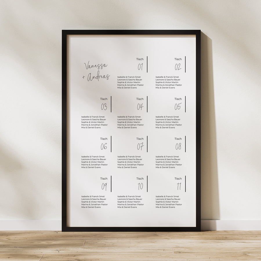 Sitzplan Hochzeit Porträt Foto + Typo foto