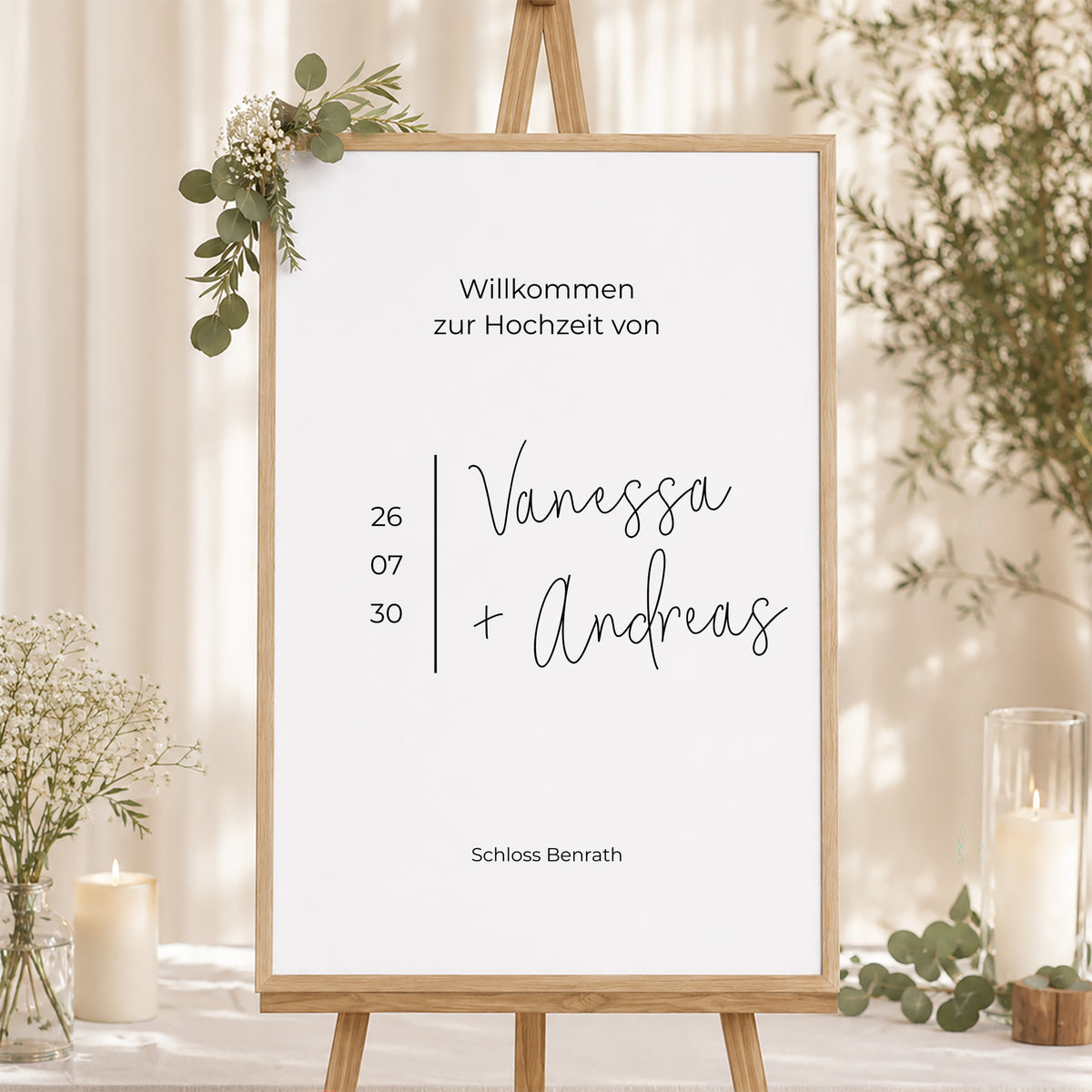 Begrüßungstafel Hochzeit Porträt 60 x 90 cm foto N° 1