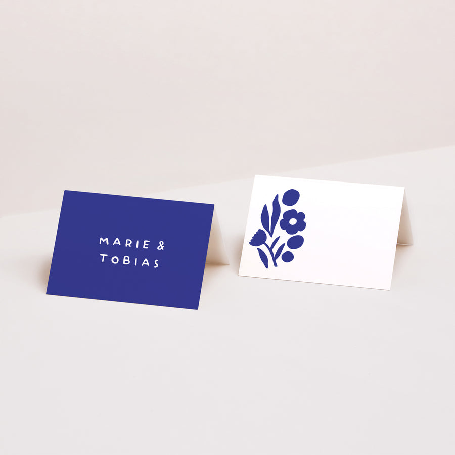 Tischkarten Hochzeit Quer Blau Majorelle foto