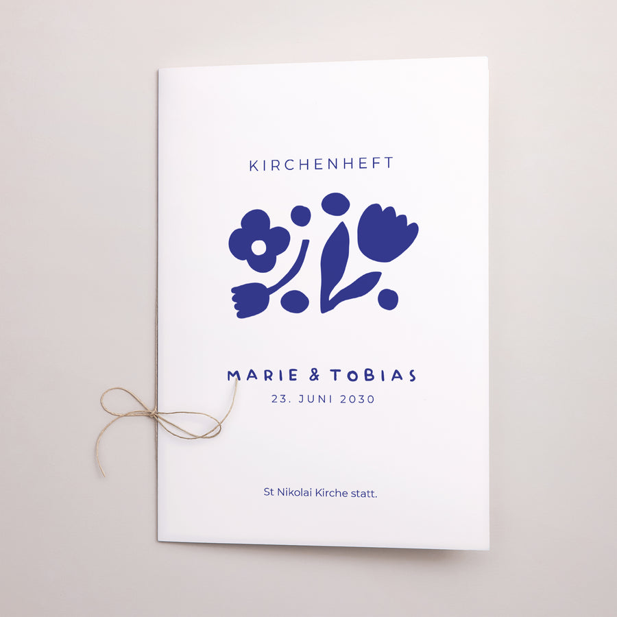 Kirchenheft Hochzeit Doppelflügel Blau Majorelle foto