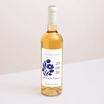 Flaschenetikett Hochzeit Porträt Blau Majorelle foto N° 1