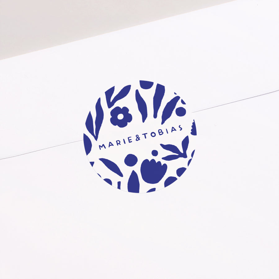 Sticker Hochzeit Rund Blau Majorelle foto