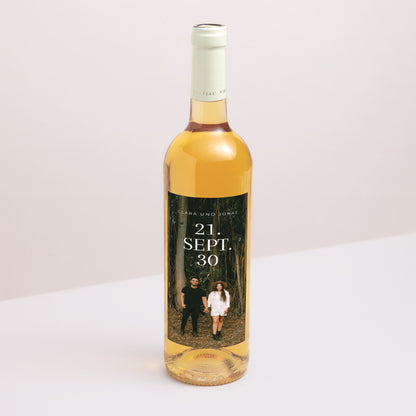 Flaschenetikett Hochzeit Porträt Typo Datum foto N° 1