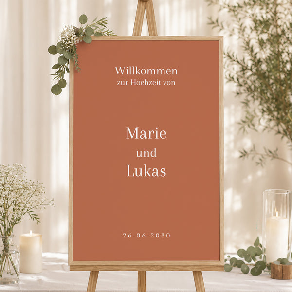 Begrüßungstafel Hochzeit Porträt 60 x 90 cm foto