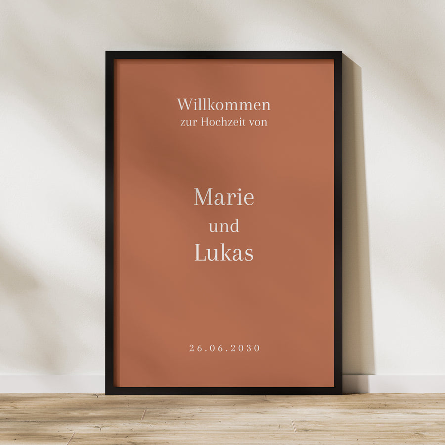 Begrüßungstafel Hochzeit Porträt 60 x 90 cm foto
