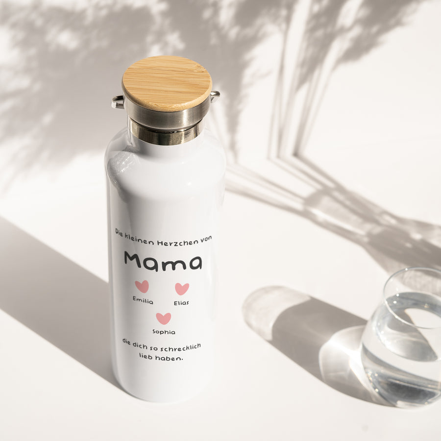 Trinkflasche Objekte 75 cl Die kleinen Herzen von Mama. foto