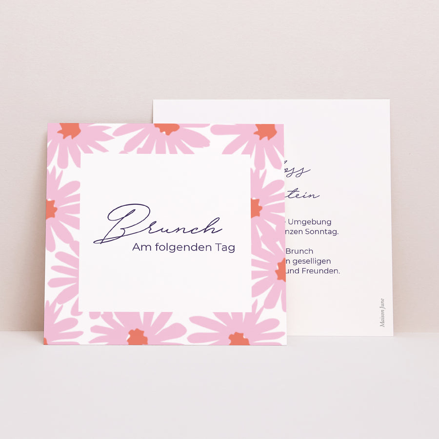 Beilegekarte Hochzeit Quadrat Blumen Pop III foto
