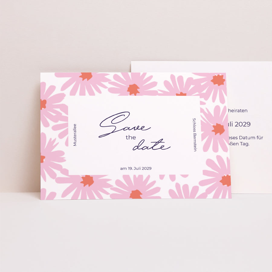 Save the date Karte Hochzeit Landschaft Blumen Pop III foto