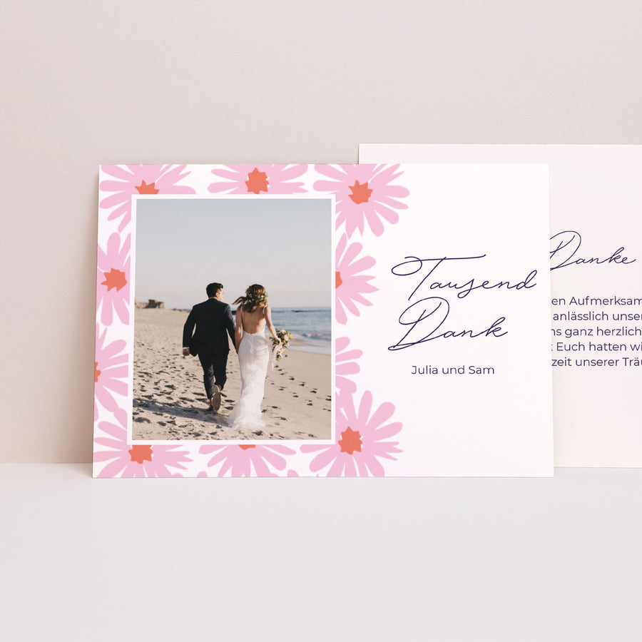 Dankeskarte Hochzeit Landschaft Blumen Pop III foto