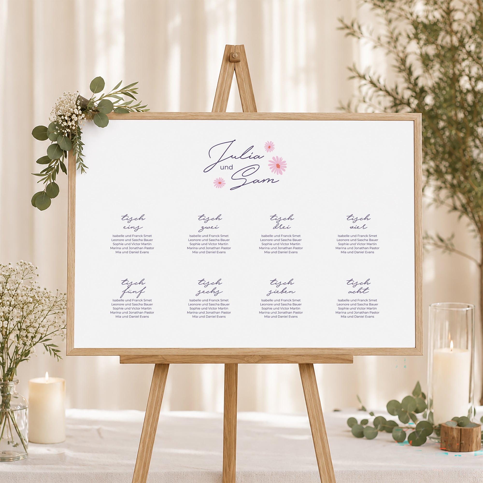 Sitzplan Hochzeit Landschaft 90 x 60 cm Blumen Pop III foto N° 1