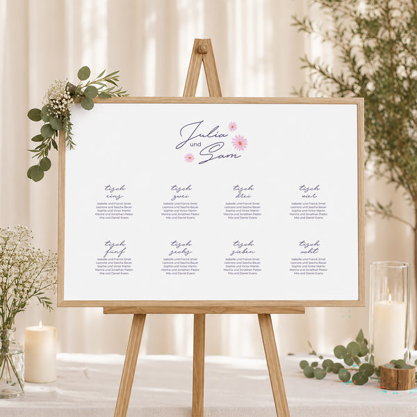 Sitzplan Hochzeit Landschaft 90 x 60 cm Blumen Pop III foto