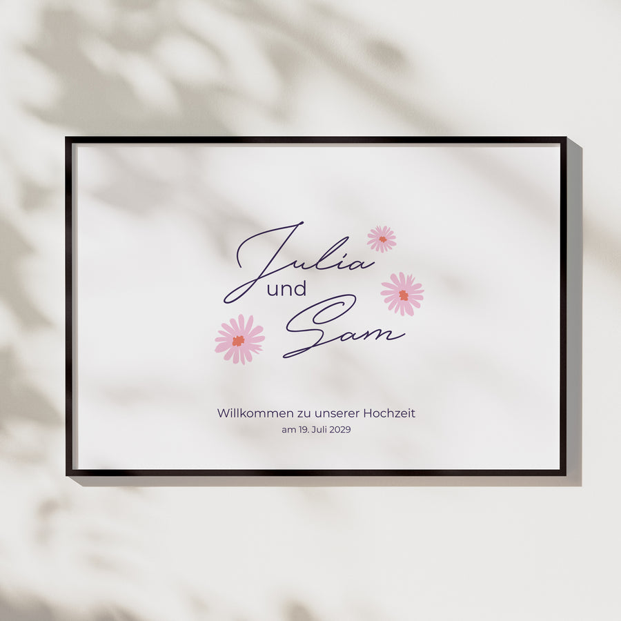 Begrüßungstafel Hochzeit Landschaft 90 x 60 cm Blumen Pop III foto