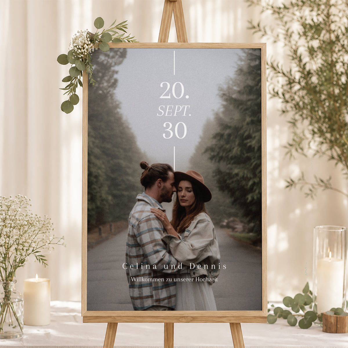 Begrüßungstafel Hochzeit Porträt 60 x 90 cm foto N° 1