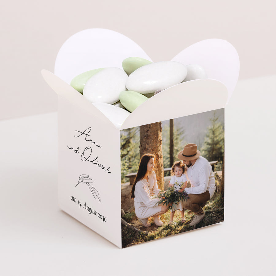 Geschenkbox Hochzeit Schmetterlingsöffnung Mama und Papa Zweig foto