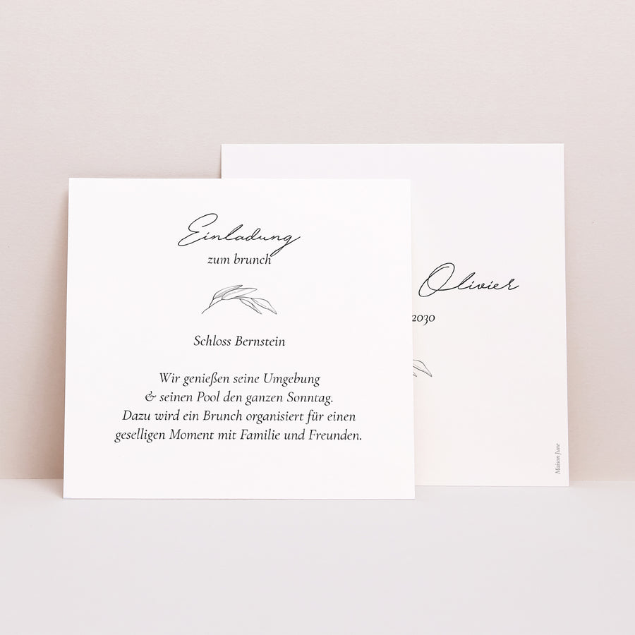 Beilegekarte Hochzeit Quadrat Mama und Papa Zweig foto
