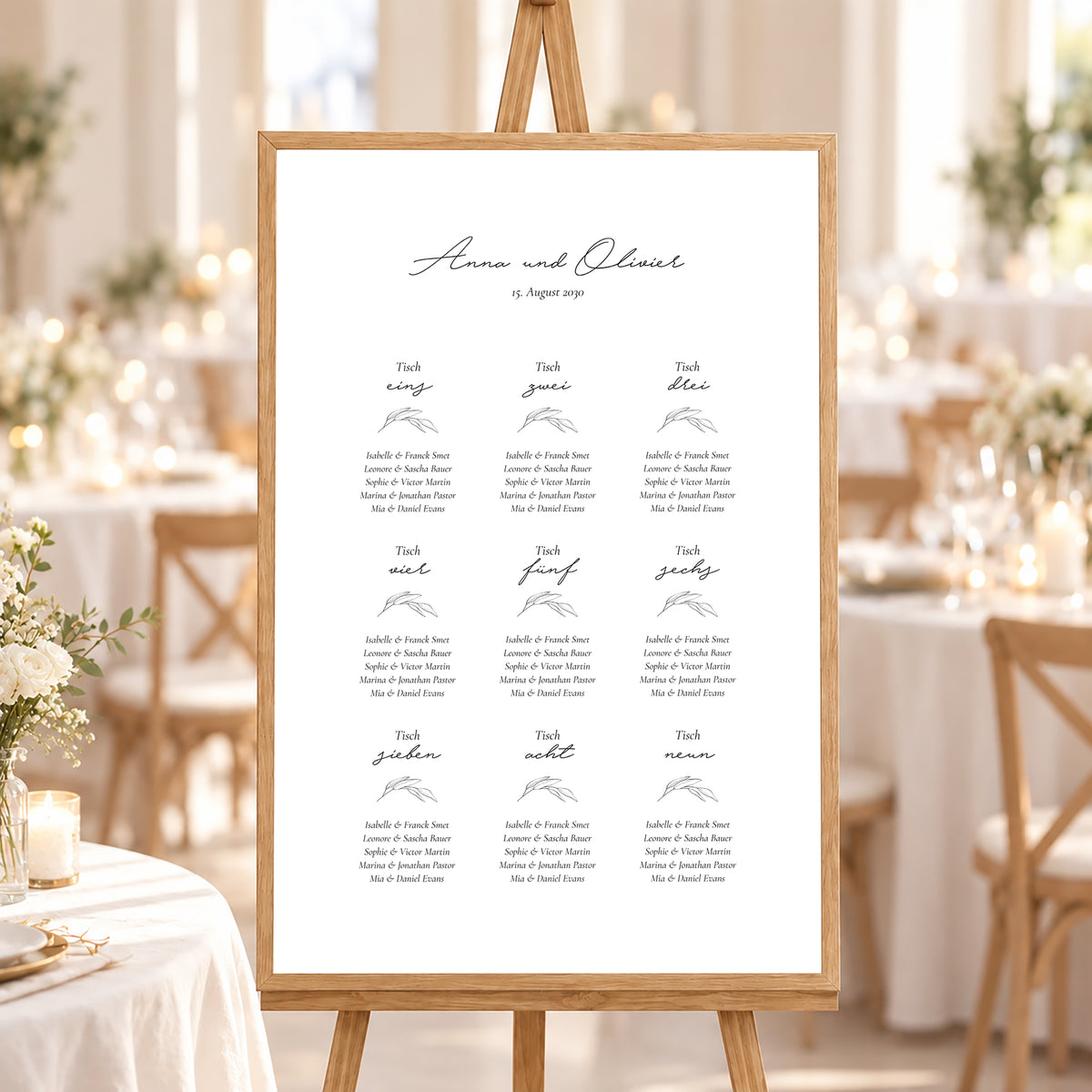 Sitzplan Hochzeit Porträt Mama und Papa Zweig foto N° 1