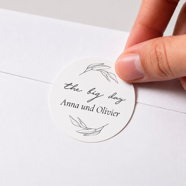 Sticker Hochzeit Rund Mama und Papa Zweig foto