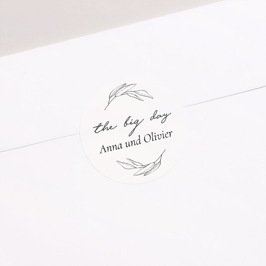 Sticker Hochzeit Rund Mama und Papa Zweig foto