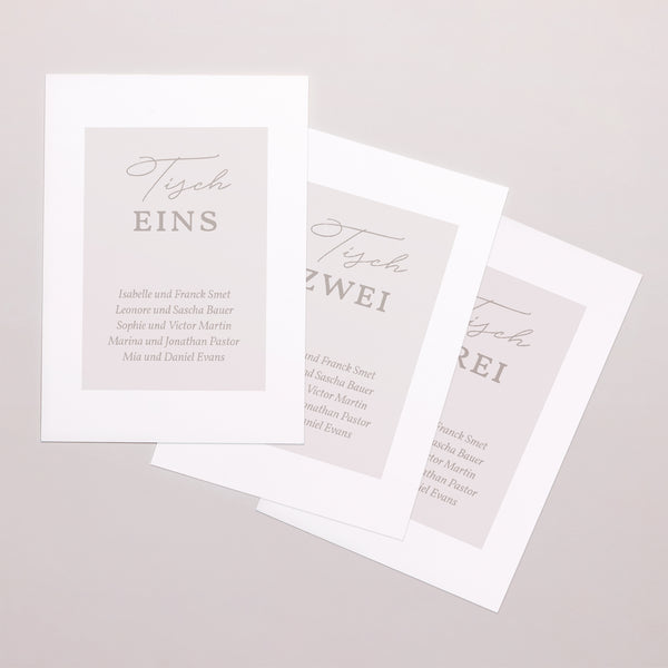 Tischnummern Hochzeit 3er-Set Typo-Skript Foto II foto