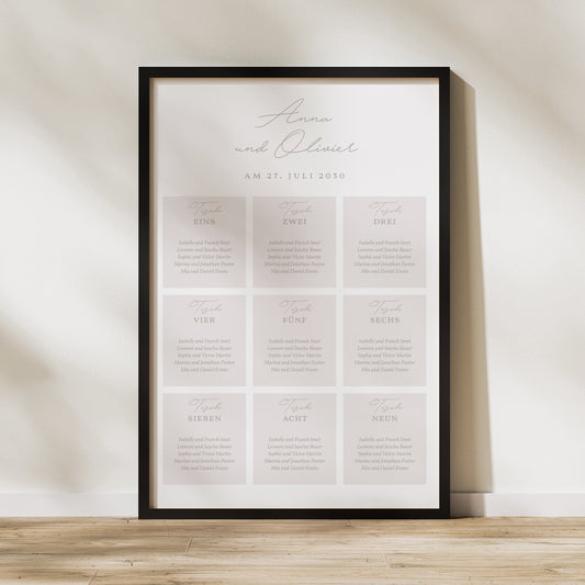 Sitzplan Hochzeit Porträt 60 x 90 cm Typo-Skript Foto II foto