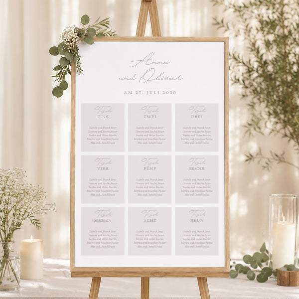 Sitzplan Hochzeit Porträt 60 x 90 cm Typo-Skript Foto II foto