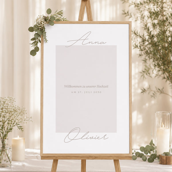 Begrüßungstafel Hochzeit Porträt 60 x 90 cm Typo-Skript Foto II foto