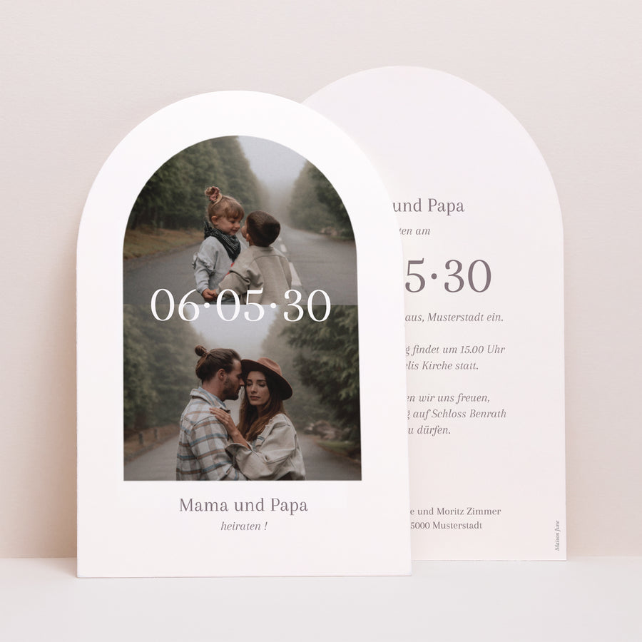 Hochzeitseinladung Arche Mama und Papa heiraten foto