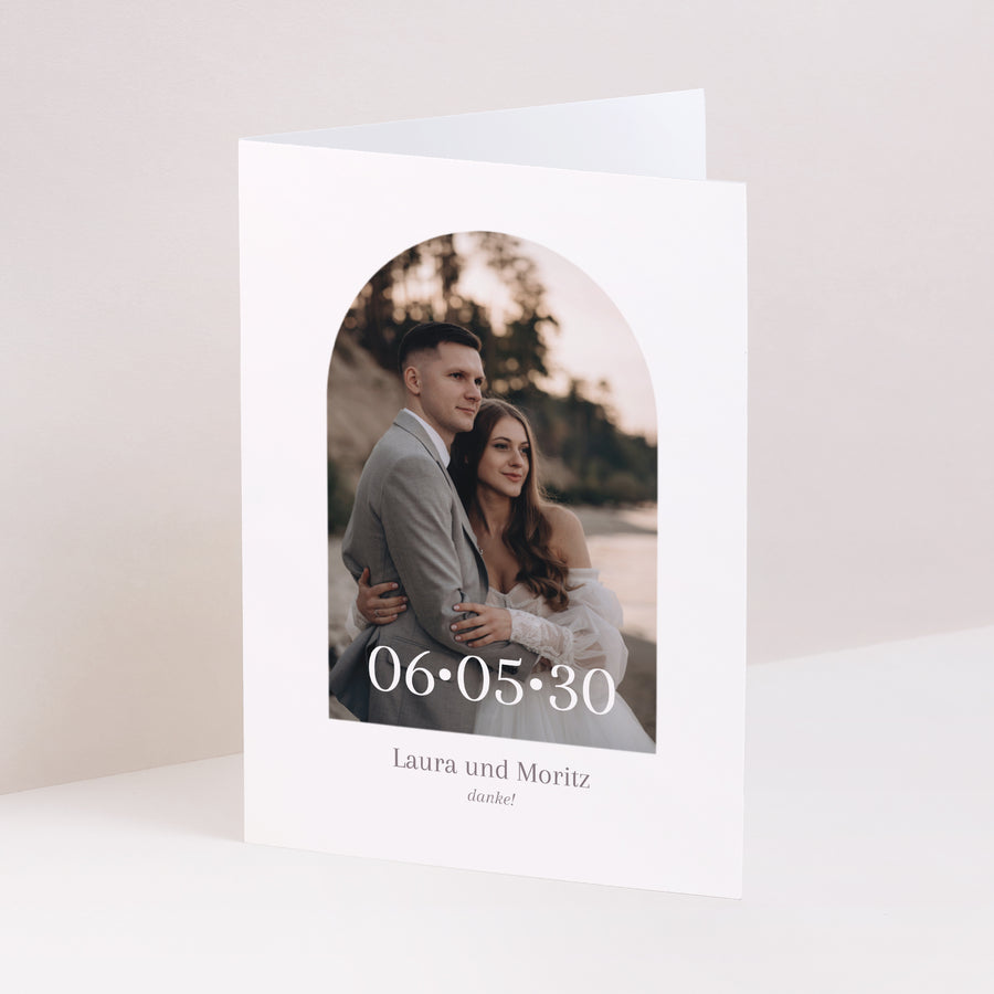Dankeskarte Hochzeit Doppelflügelporträt Mama und Papa heiraten foto