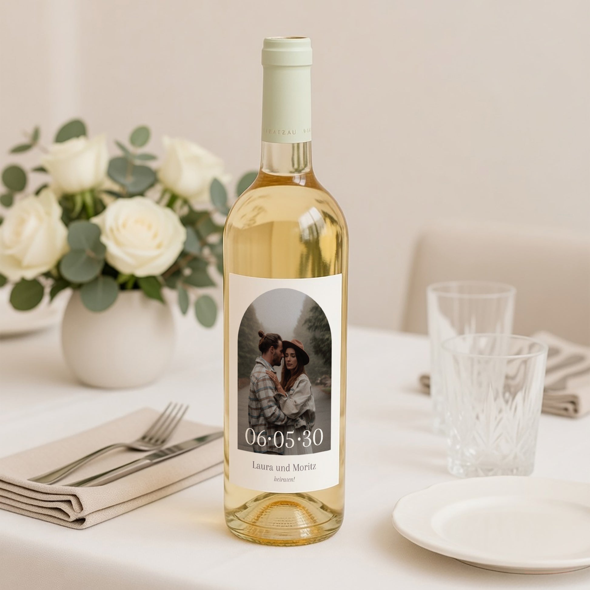 Flaschenetikett Hochzeit Porträt Mama und Papa heiraten foto N° 2